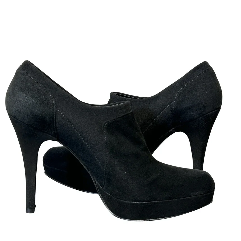 Stuart Weitzman Black Suede‎ Platform Stiletto Booties - Size 8M - Made in Spain